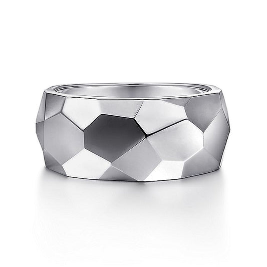 Gabriel & Co  Sterling Silver Faceted Band