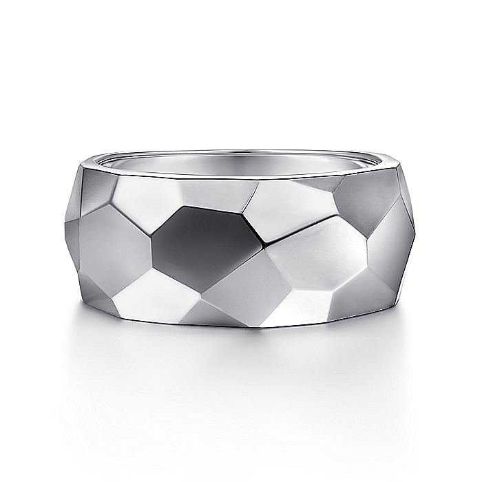 Gabriel & Co  Sterling Silver Faceted Band