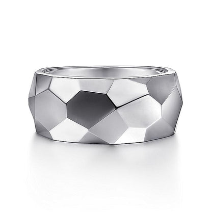 Gabriel & Co  Sterling Silver Faceted Band