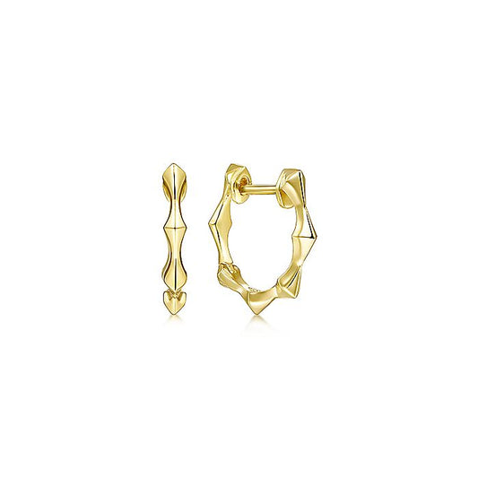 Gabriel & Co Yellow Gold Graduating Pattern Huggie Earrings