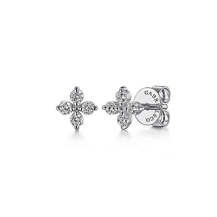 Gabriel & Co. 14 Karat White Gold Diamond Stud Earrings - Diamond Earrings