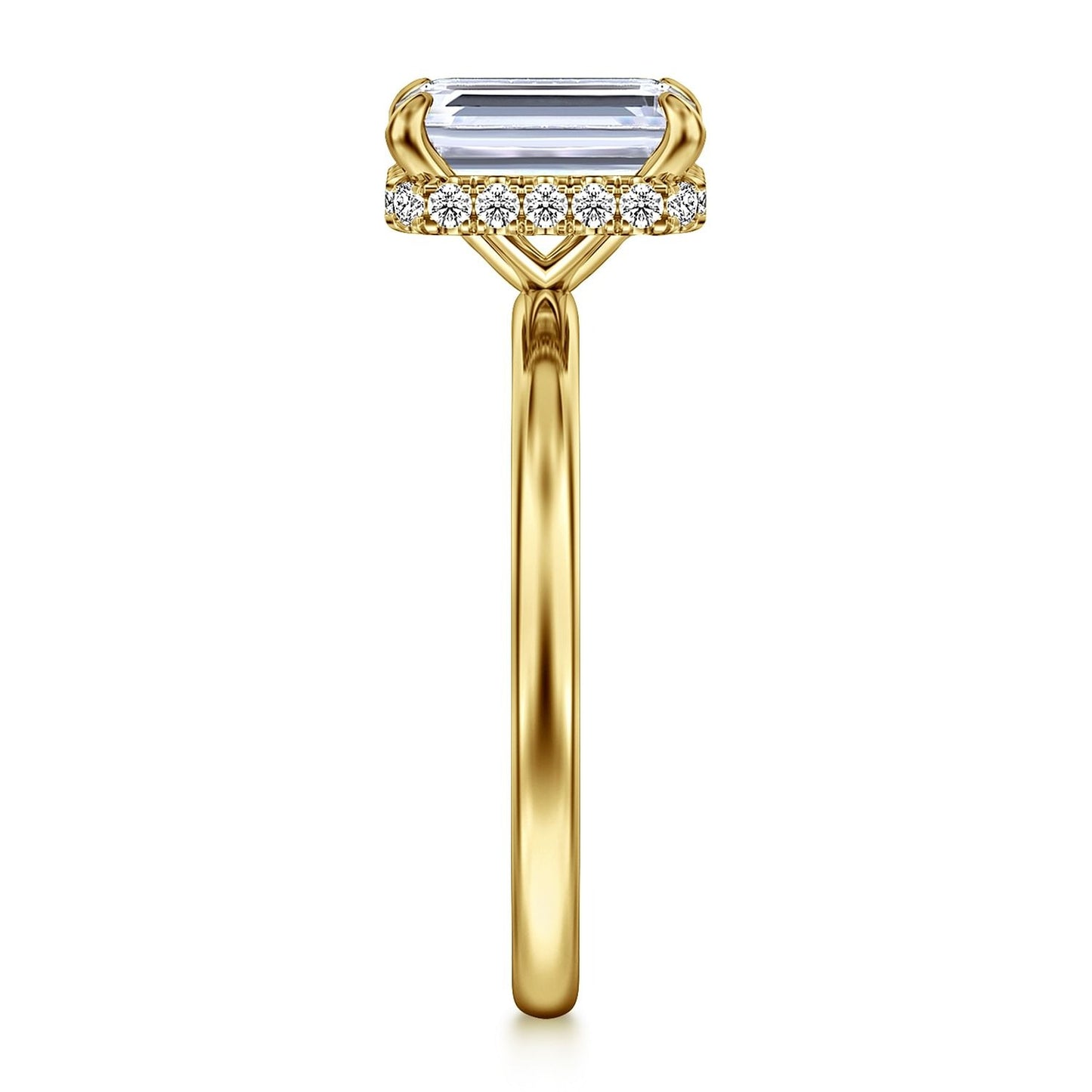 Gabriel & Co. Yellow Gold Emerald Cut Semi-Mount Ring - Diamond Semi-Mount Rings