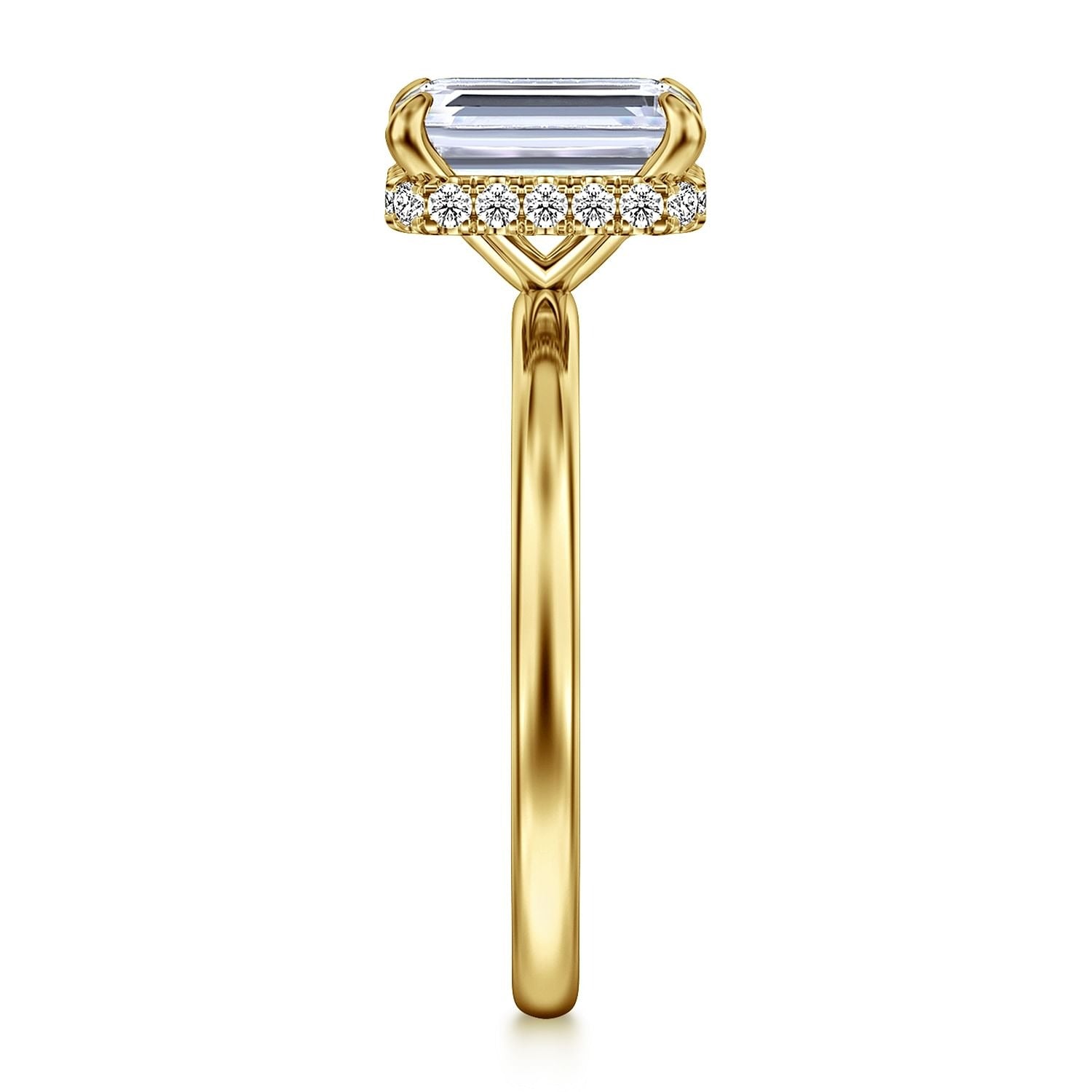 Gabriel & Co. Yellow Gold Emerald Cut Semi-Mount Ring - Diamond Semi-Mount Rings