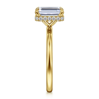 Gabriel & Co. Yellow Gold Emerald Cut Semi-Mount Ring - Diamond Semi-Mount Rings