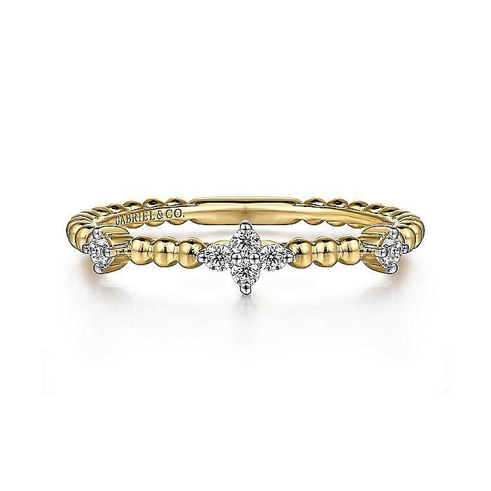 Gabriel & Co. 14 Karat Yellow Gold Diamond Station Bujukan Ring