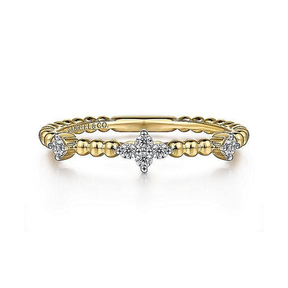 Gabriel & Co. 14 Karat Yellow Gold Diamond Station Bujukan Ring