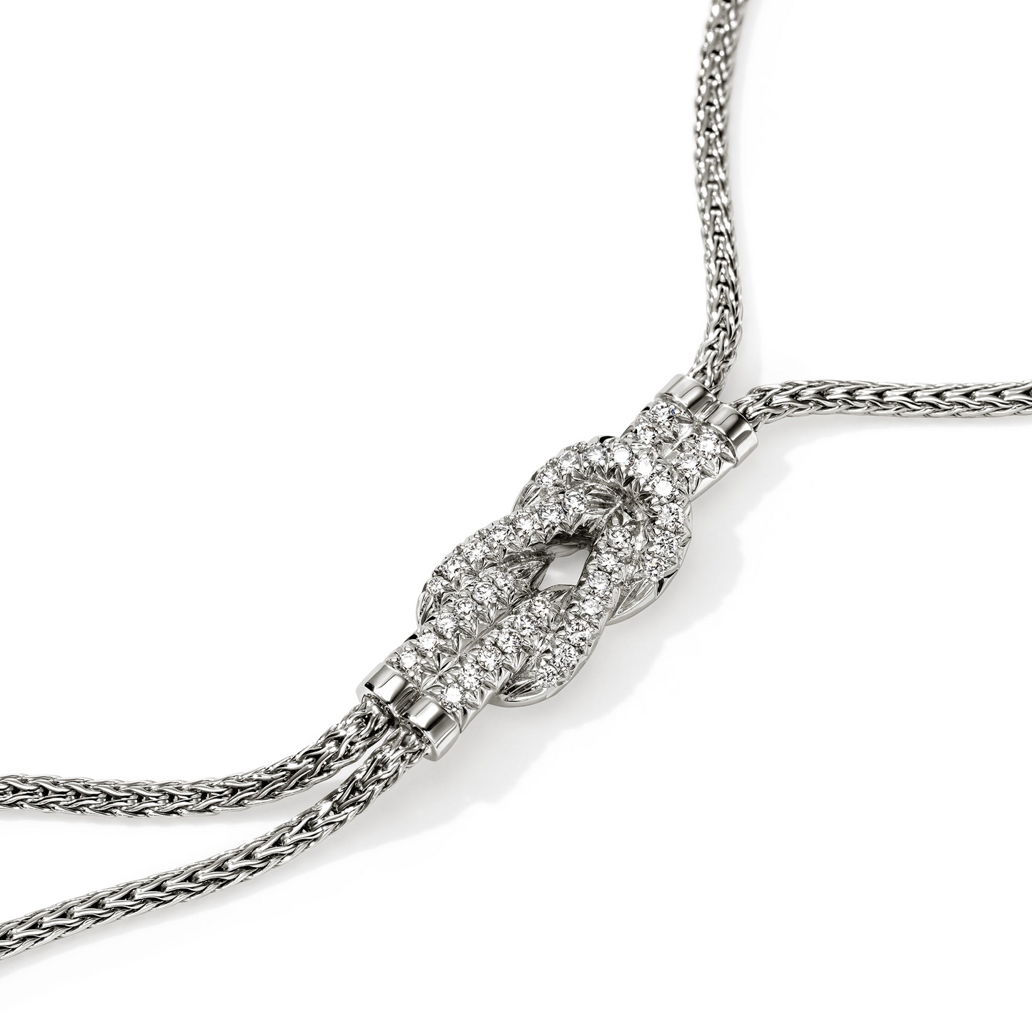 John Hardy Sterling Silver Diamond Love Knot Y Necklace