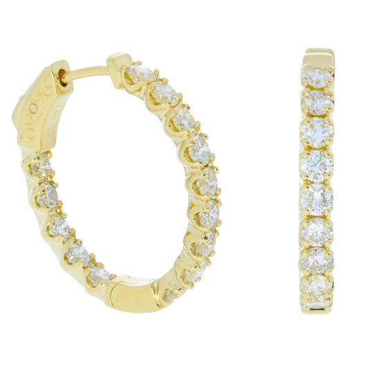 Ladies White Gold 2.5 Carat Oval Hoop Earrings