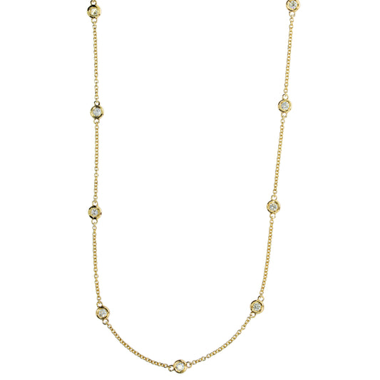 Yellow and White Gold 16-18 Inch Diamonds By The Inch Necklace - Diamond Necklaces