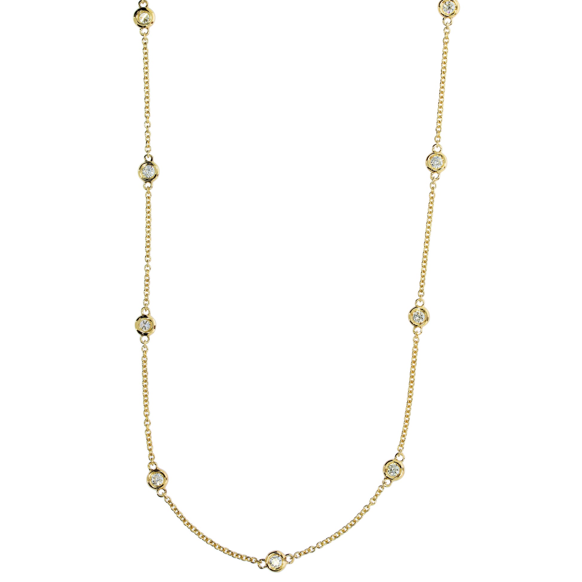 Yellow Gold Diamond Station Necklace - Diamond Bracelets