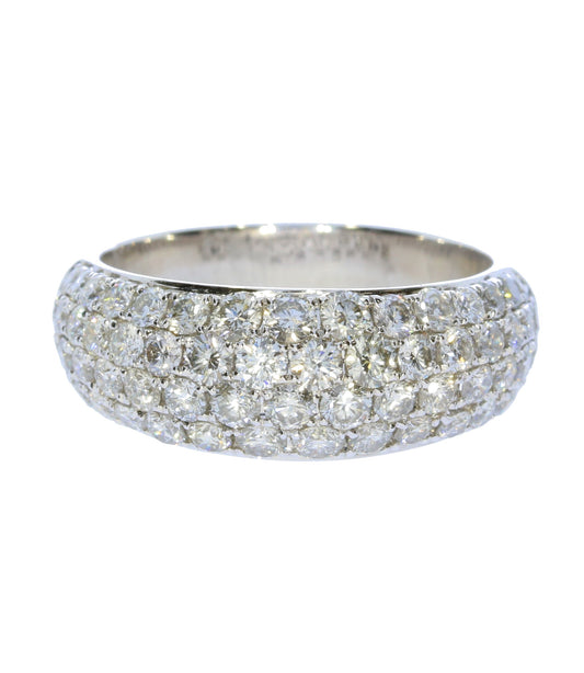 White Gold Domed Pave Diamond Ring
