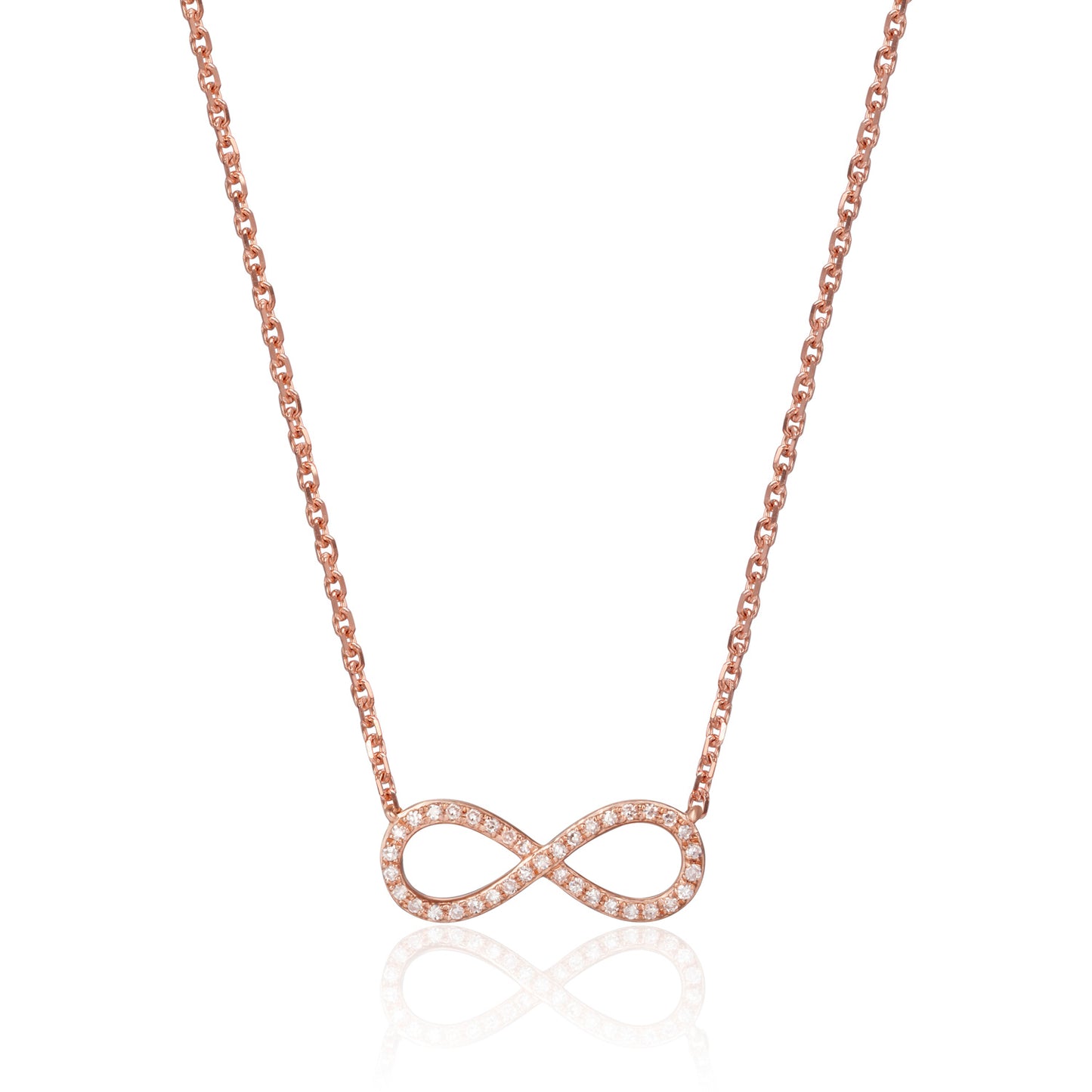 Rose Gold Diamond Infinity Necklace - Diamond Necklaces