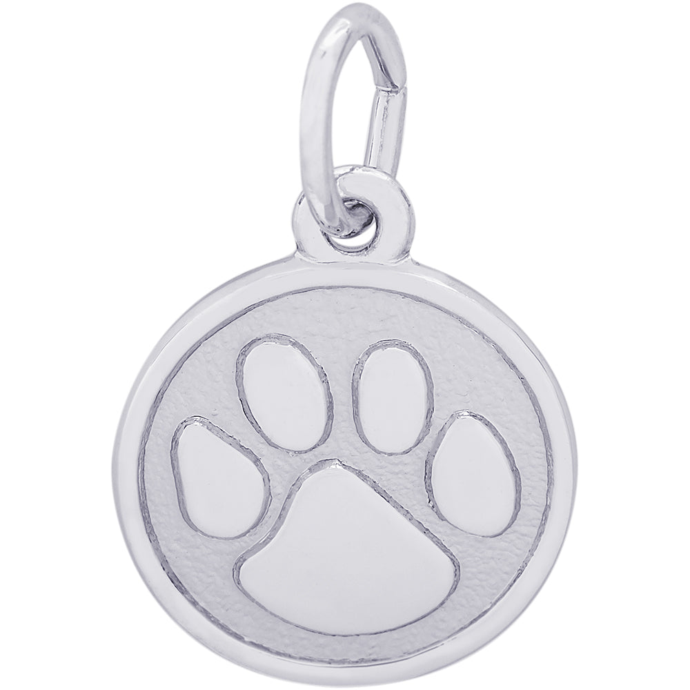 Rembrandt Silver Small Paw Print Charm - Silver Charms