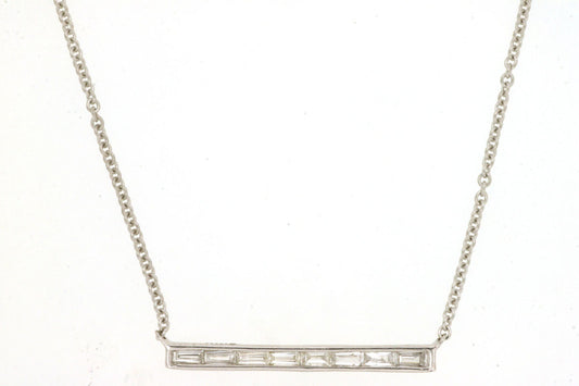 White Gold Diamond Bar Pendant - Diamond Pendants