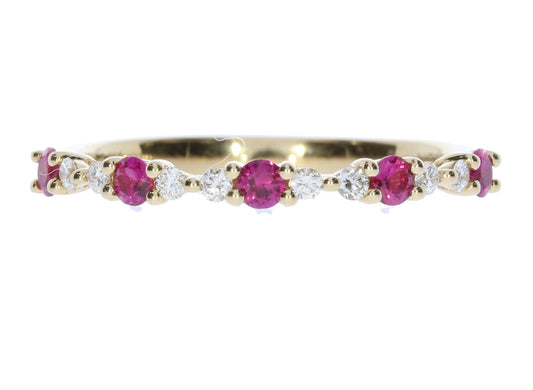 Yellow Gold Ruby and Diamond Band