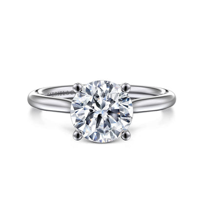 Gabriel & Co. 14 Karat White Gold Hidden Halo Round Semi-Mount Engagement Ring