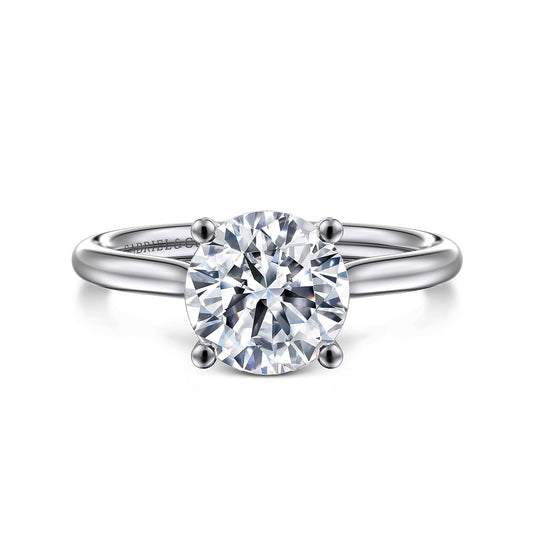 Gabriel & Co. 14 Karat White Gold Hidden Halo Round Semi-Mount Engagement Ring
