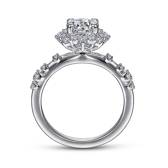 Gabriel & Co. 14 Karat White Gold Round Starlight Semi-Mount Engagement Ring - Diamond Semi-Mount Rings