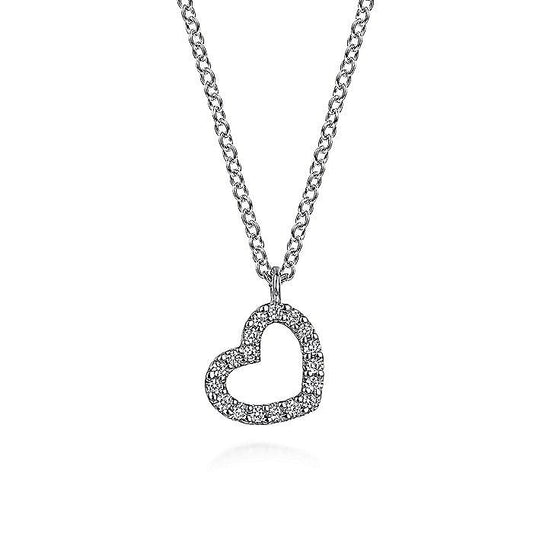 Gabriel & Co. White Gold Diamond Heart Pendant