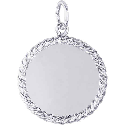 Sterling Silver Extra Small Rope Disc Charm - Silver Charms
