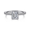 Gabriel & Co. 14 Karat White Gold Emerald Cut Semi-Mount Engagement Ring