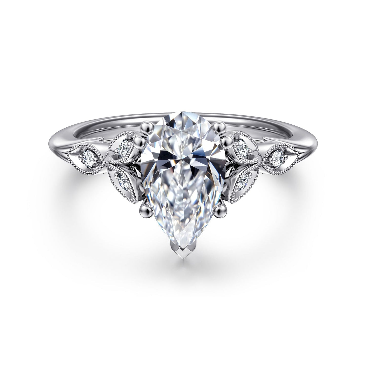 Gabriel & Co. Pear Shaped Semi-Mount Engagement Ring - Diamond Semi-Mount Rings