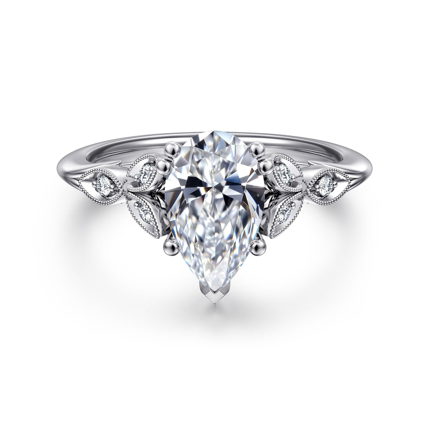Gabriel & Co. Pear Shaped Semi-Mount Engagement Ring - Diamond Semi-Mount Rings