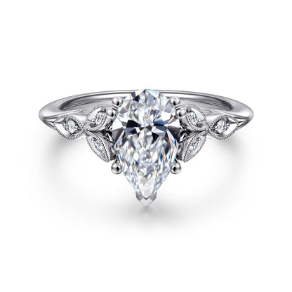Gabriel & Co. Pear Shaped Semi-Mount Engagement Ring - Diamond Semi-Mount Rings