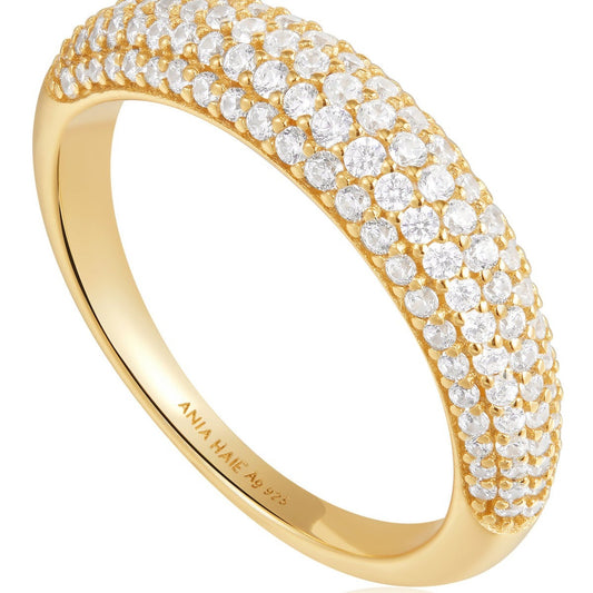 Ania Haie 14 Karat Yellow Gold Plated Sterling Silver Pavé Dome Ring - Colored Stone Rings - Women's