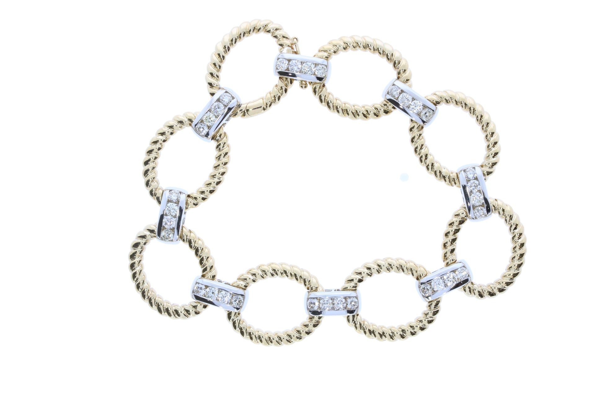 Ladies Yellow & White Gold Diiamond Bracelet - Diamond Bracelets