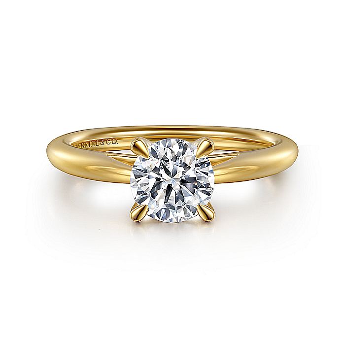 Gabriel & Co. 14 Karat Yellow Gold Round Solitaire Semi-Mount Engagement Ring - Diamond Semi-Mount Rings