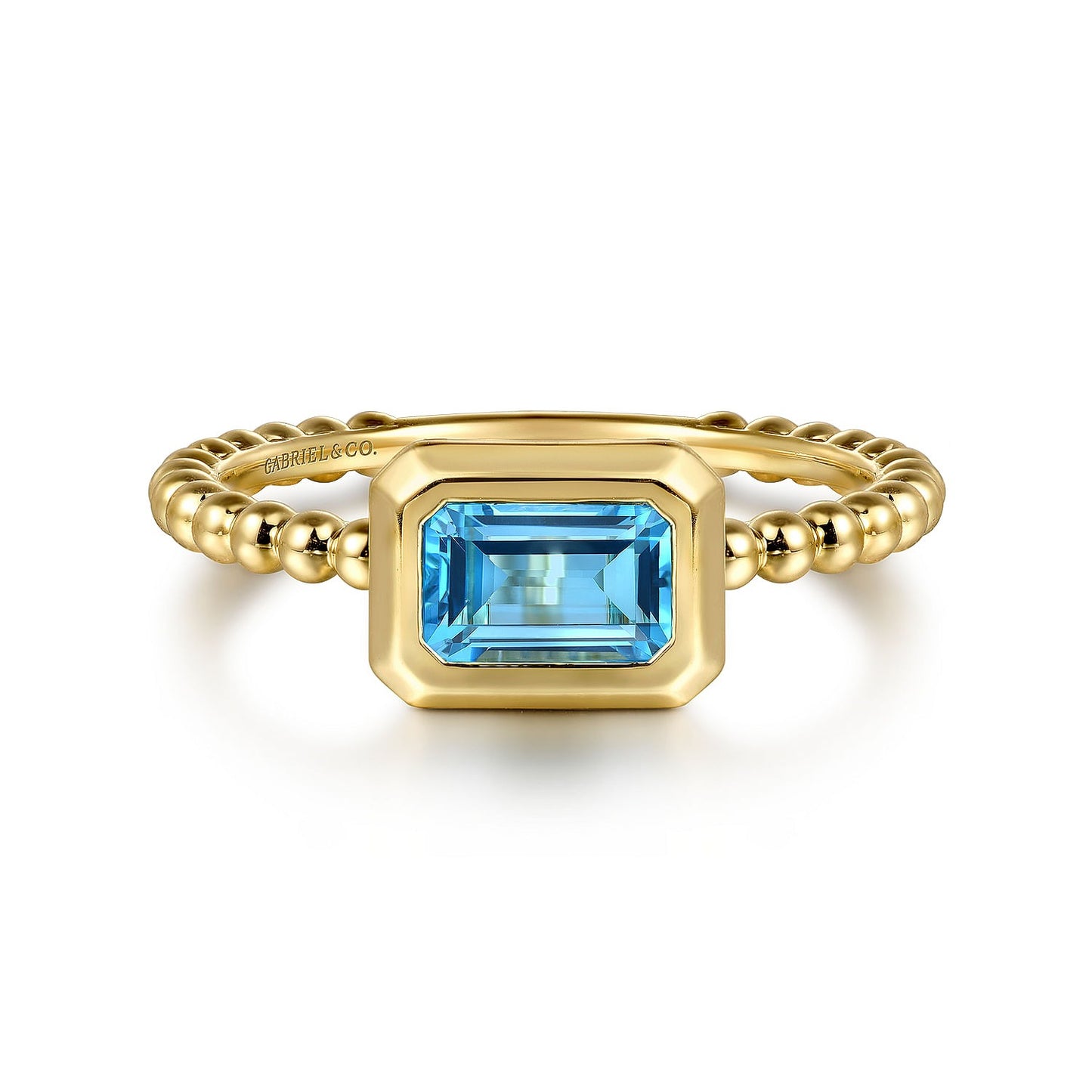 Gabriel & Co. Yellow Gold Blue Topaz Ring