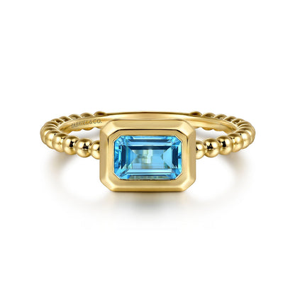Gabriel & Co. Yellow Gold Blue Topaz Ring