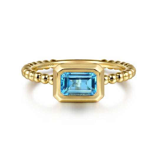 Gabriel & Co. Yellow Gold Blue Topaz Ring