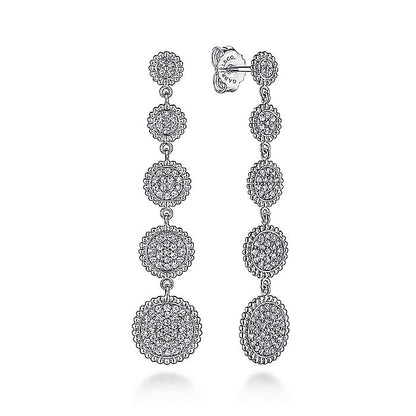 Gabriel & Co. Sterling Silver White Sapphire Long Bujukan Drop Earrings - Colored Stone Earrings