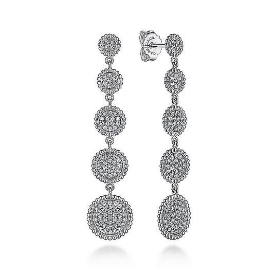 Gabriel & Co. Sterling Silver White Sapphire Long Bujukan Drop Earrings