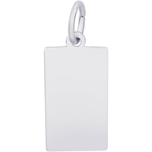 Small Rectangle Dog Tag Charm - Silver Charms