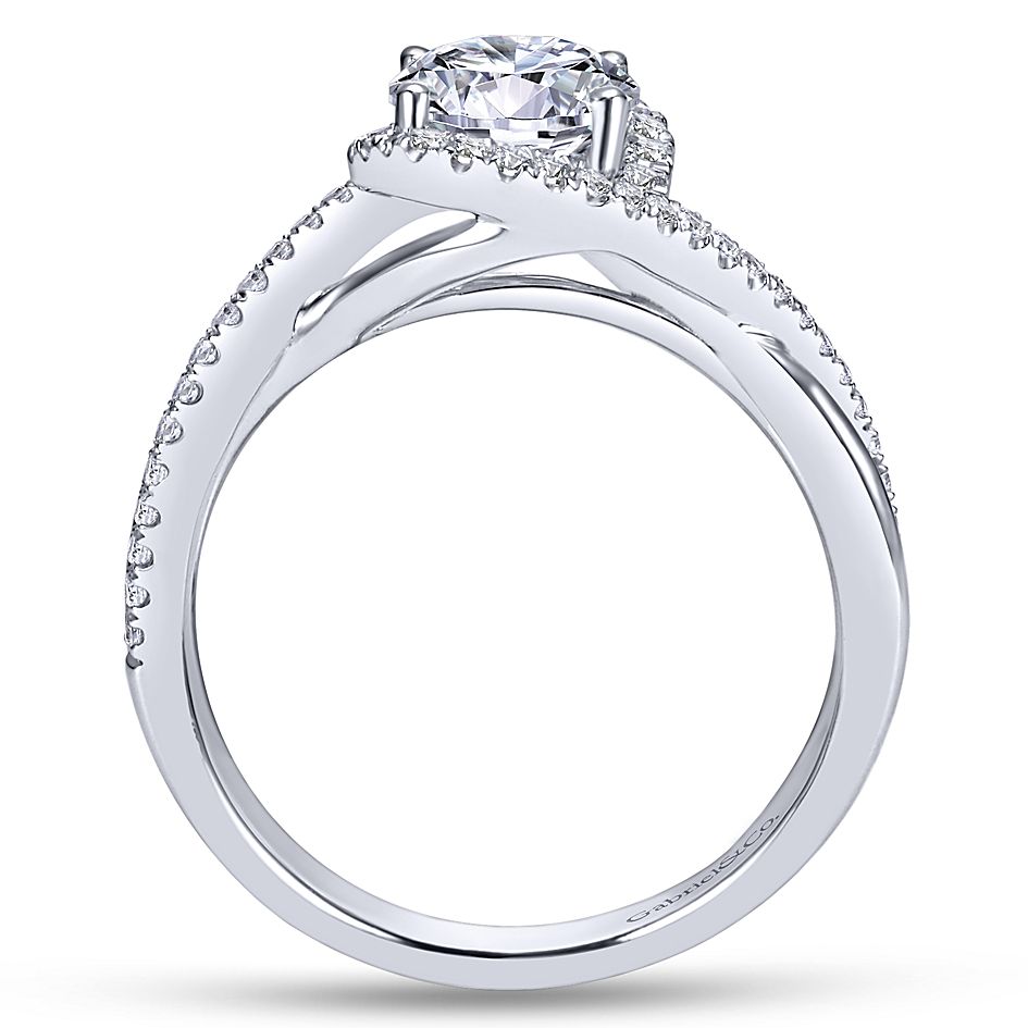 Gabriel & Co White Gold Round Twisted Engagement Ring - Diamond Semi-Mount Rings