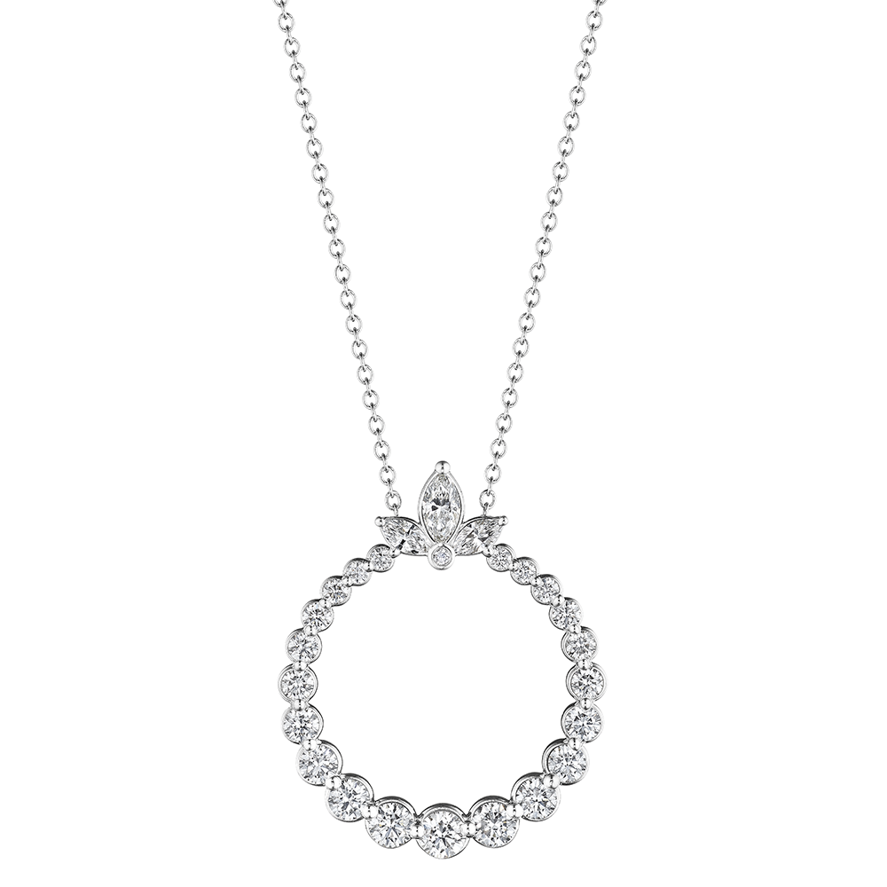 Verragio 18 Karat White Gold Graduated Diamond Circle Pendant