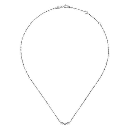 Gabriel & Co. 14 Karat White Gold Curved Diamond Bar Pendant - Diamond Pendants