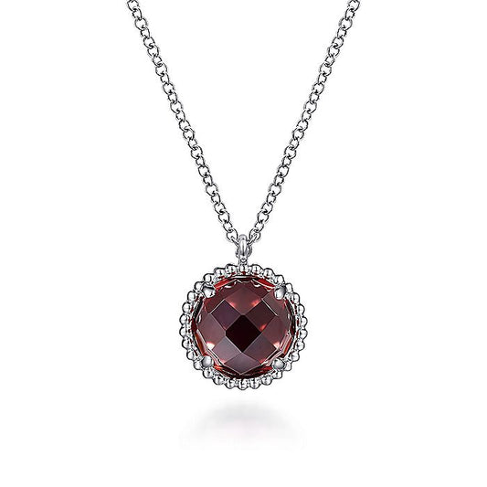 Gabriel & Co Sterling Silver Garnet Bujukan Frame Pendant Necklace