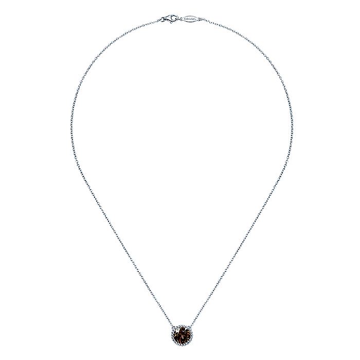 Gabriel & Co Silver Round Smoky Quartz Pendant Necklace - Colored Stone Necklace