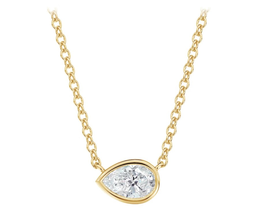 Debeers Forevermark 14 Karat Yellow Pear Shape Diamond Necklace