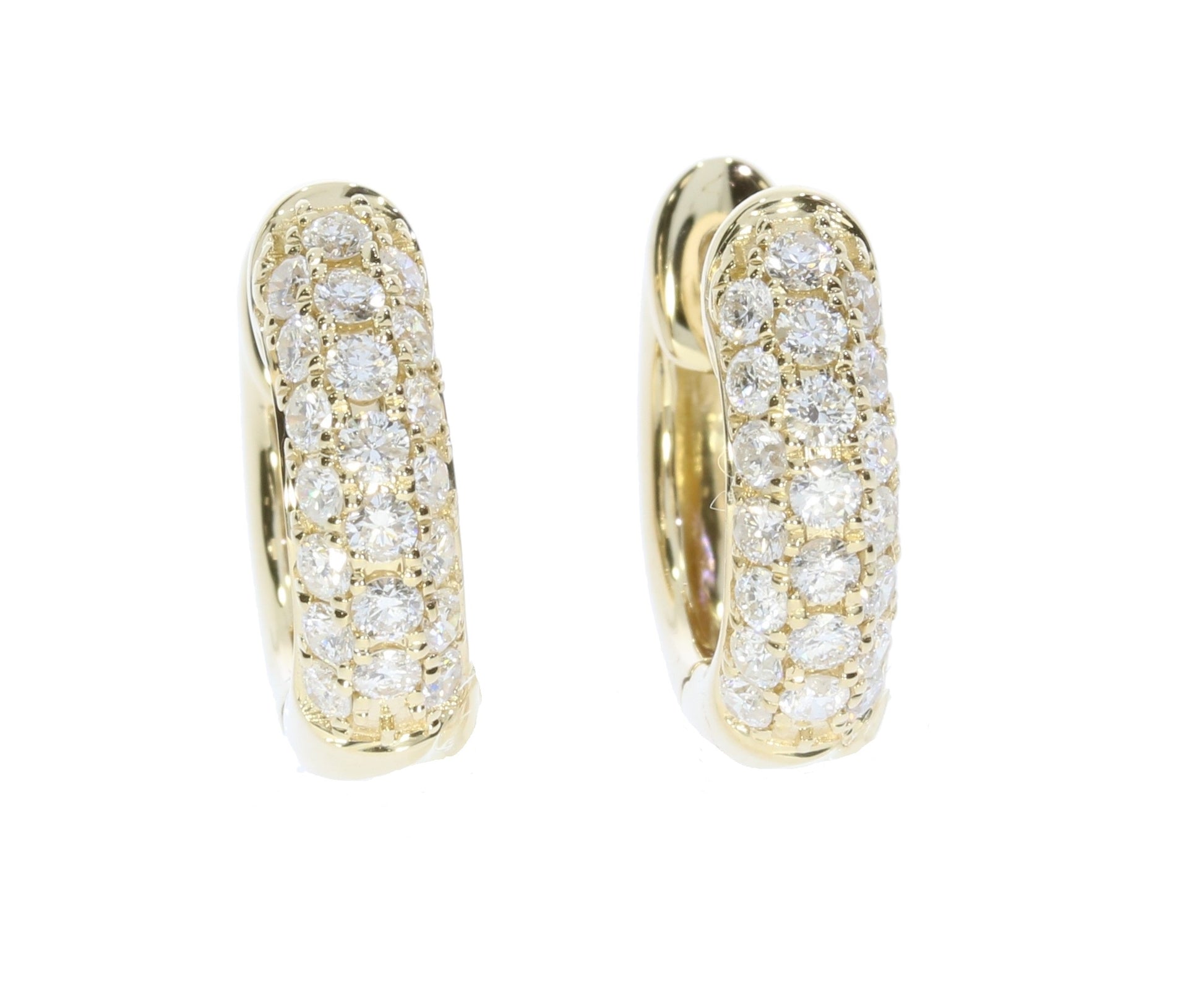 Yellow Gold Pave Diamond Huggie Hoops - Diamond Earrings