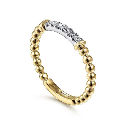 Gabriel & Co. 14 Karat Yellow And White Gold Bujukan Beaded Band