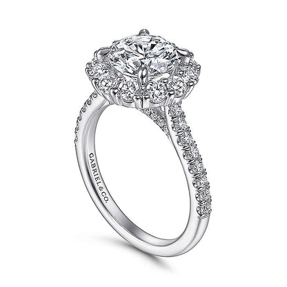 Gabriel & Co. 14 Karat White Gold Round Halo Semi-Mount Engagement Ring - Diamond Semi-Mount Rings