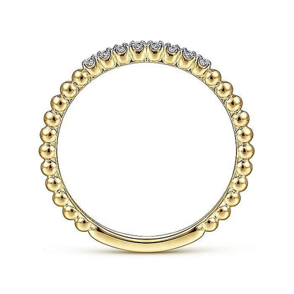 Gabriel & Co Yellow Gold Bujukan Bead and Diamond Stackable Ring