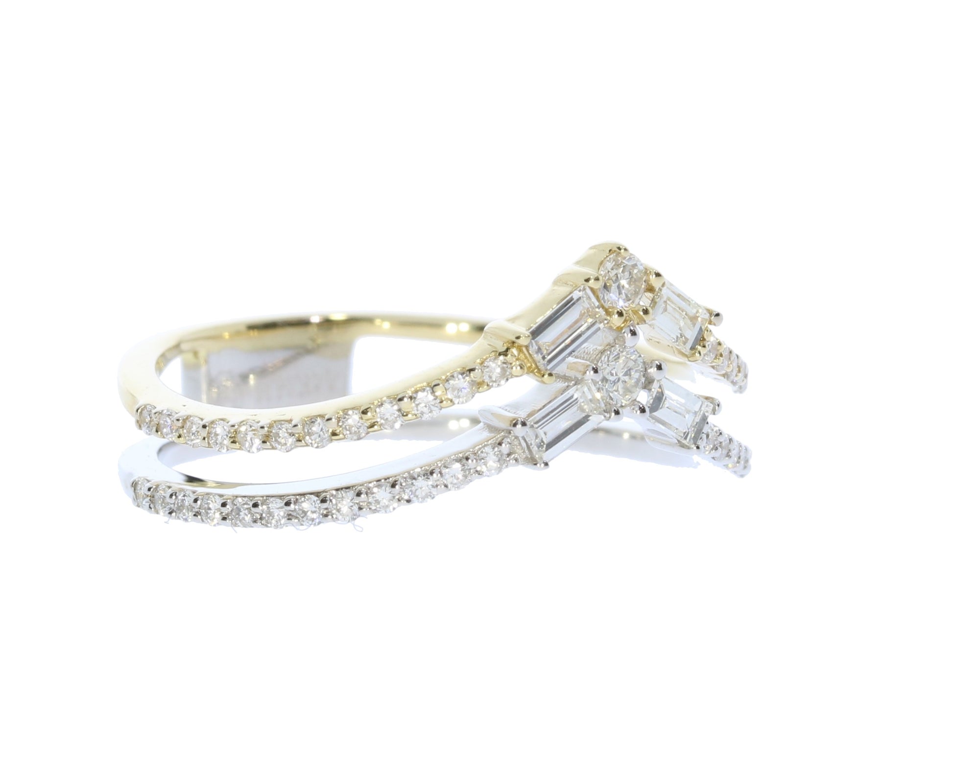 White and Yellow Gold Stacked Diamond Fashion Ring - Diamond Fashion Rings - Women's