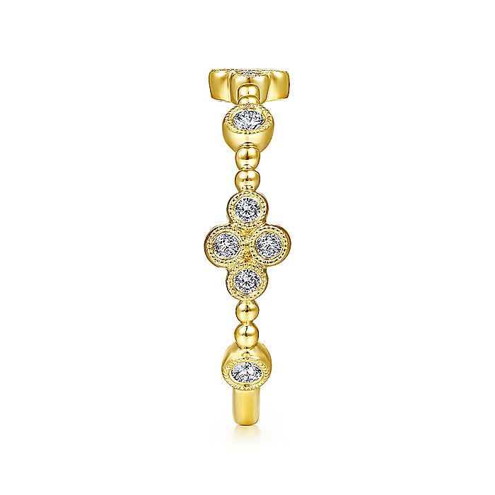 Gabriel & Co Yellow Gold Bezel Set Diamond Quatrefoil Station Ring - Diamond Fashion Rings - Women's