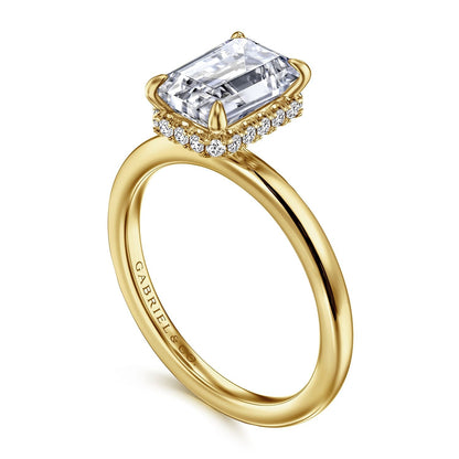 Gabriel & Co. Yellow Gold Emerald Cut Semi-Mount Ring - Diamond Semi-Mount Rings
